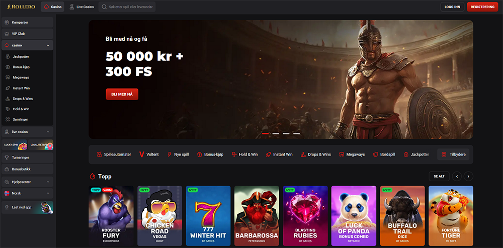 rollero casino nettside