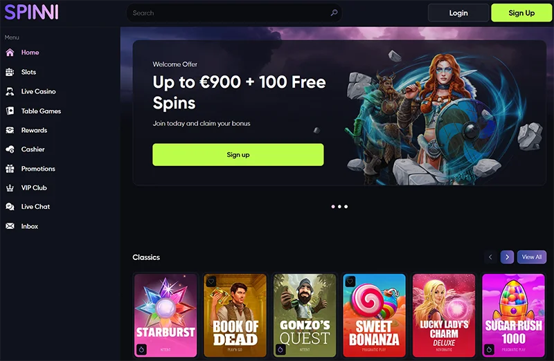 spinni casino nettside