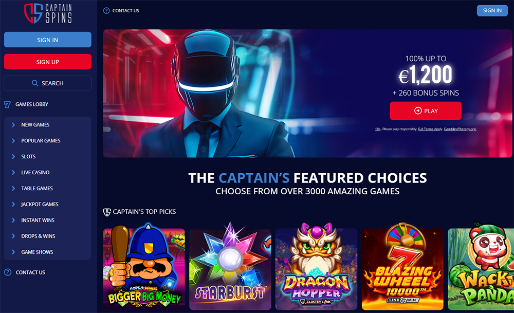 captain spins casino nettside norge