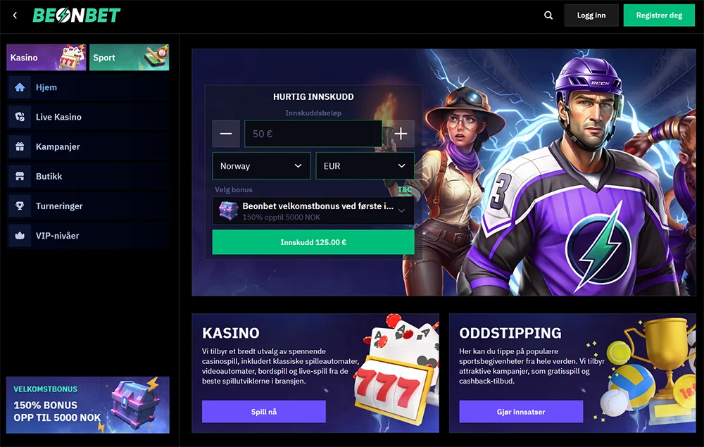beonbet casino nettside norge