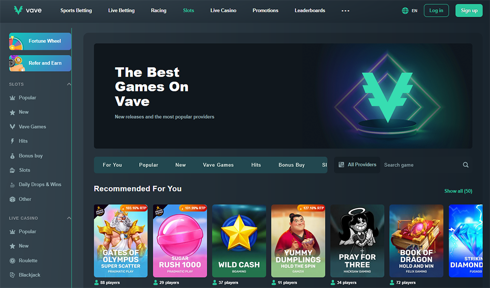 vave casino nettside norge