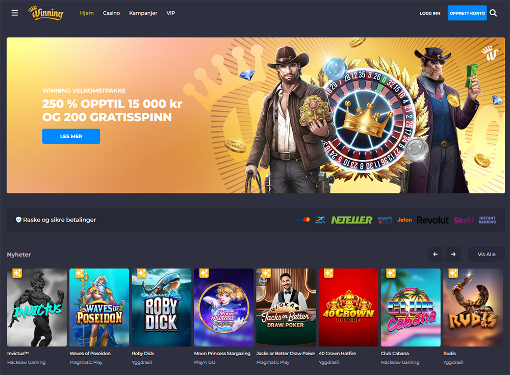 winning casino nettside norge