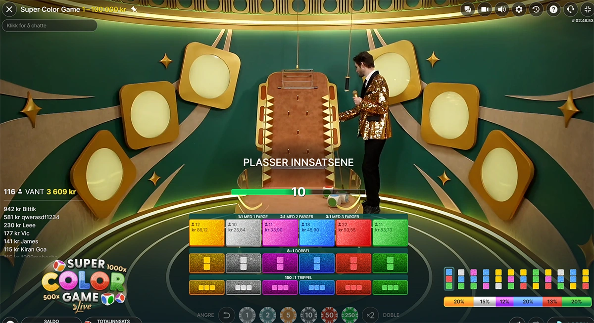 Super Color Game plasser innsatsene