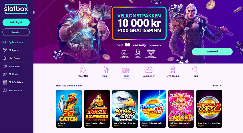 slotbox casino norge nettside
