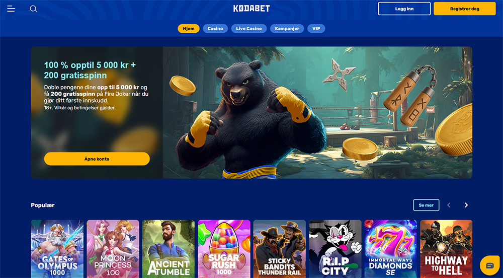 kodabet casino norge nettside