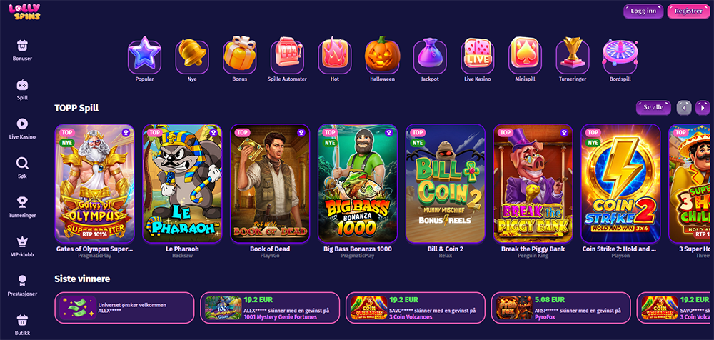 lolly spins casino norge nettside