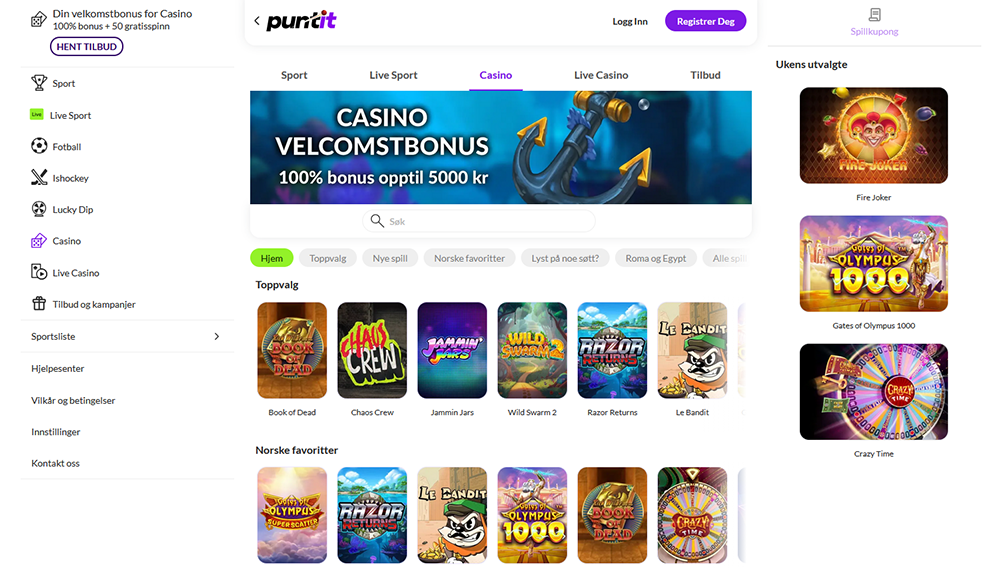 puntit casino norge nettside