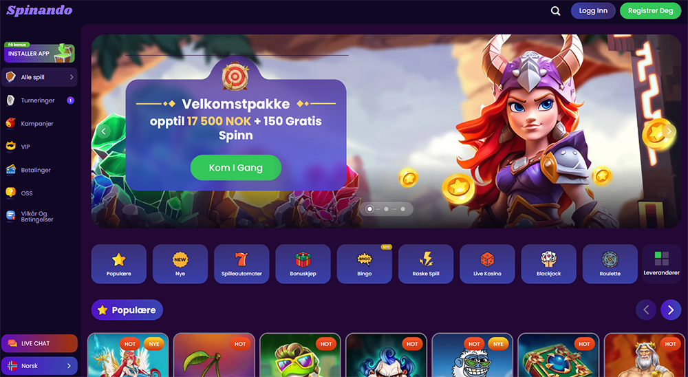 spinando casino norge nettside