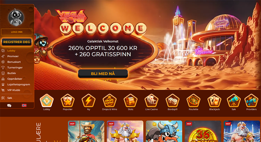 vegazone casino norge nettside