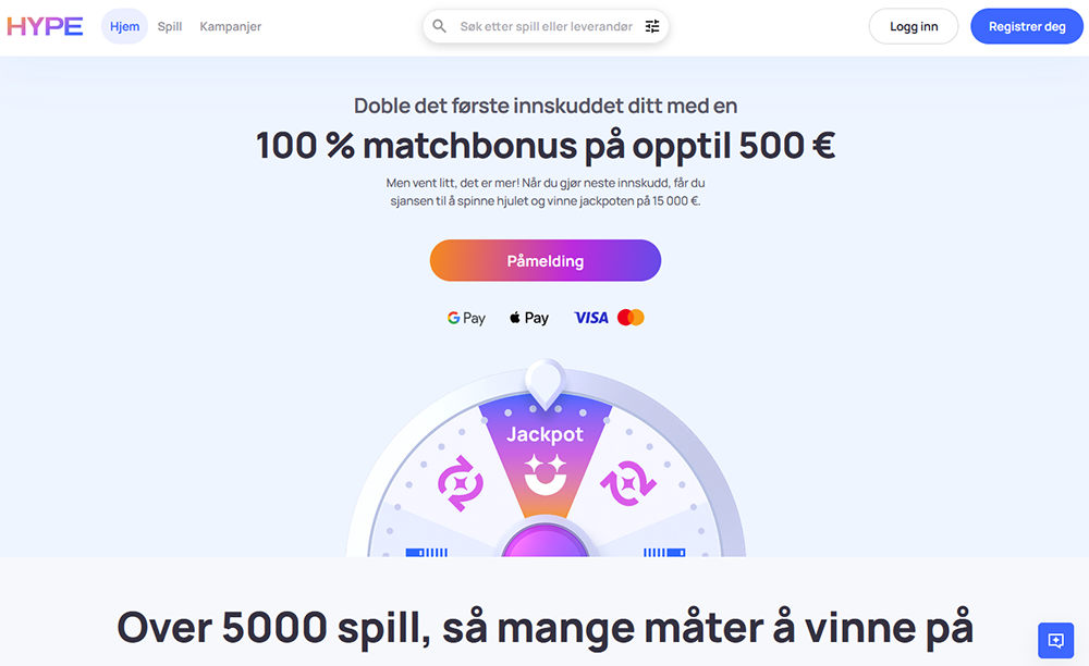 hype casino nettside